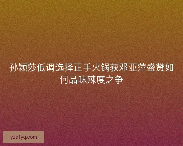 孙颖莎低调选择正手火锅获邓亚萍盛赞如何品味辣度之争